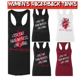 Ultimate Nutrition - "The ultimate tank" in ladies racerbacks. Tanks for a reminder you're working hard and accomplishing everything on your tank! - Health Coach Near Me
