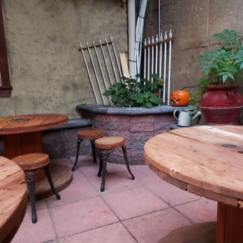 The Globe Tavern - a patio with tables and stools - Pubs Near Me - Woodside, New York