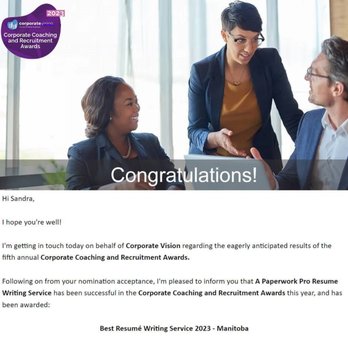 A Paperwork Pro - Recipient of the Best Resume Writing Service 2023-Manitoba Award as part of the global Corporate Coaching and Recruitment - Career Counseling Near Me A Paperwork Pro - Recipient of the Best Resume Writing Service 2023-Manitoba Award as part of the global Corporate Coaching and Recruitment - Career Counseling Near Me