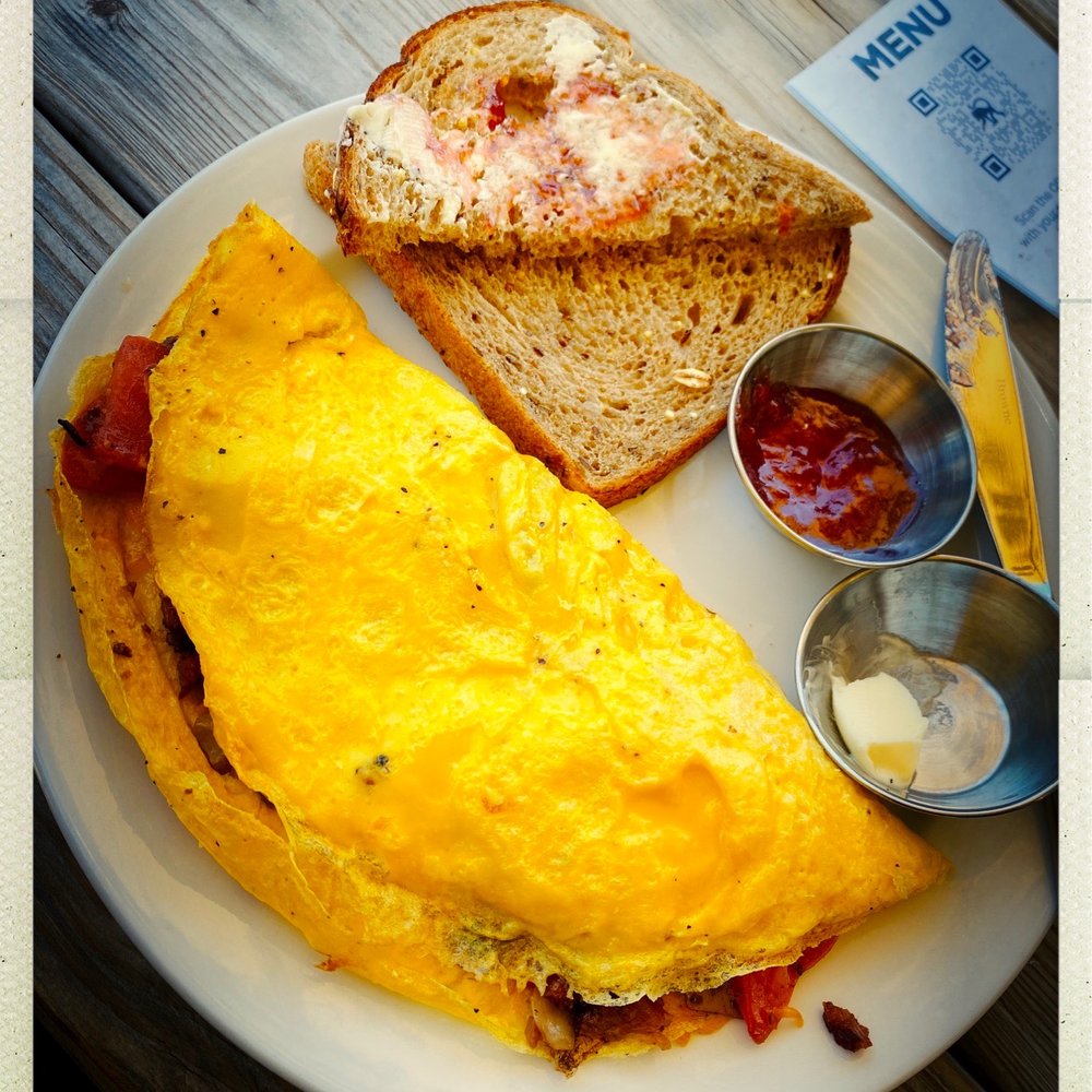 Frothy Monkey - Omelette with mushroom and bacon wheat toast and butter and jelly - not to mention the mimosa (3) did the job - Coffee & Tea Near Me - Nashville, Tennessee