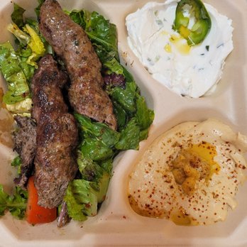 Kebab G Stop - Kefta beef with salad and spicy lebneh and spicy hummus - Mediterranean Near Me - La Verne, California Kebab G Stop - Kefta beef with salad and spicy lebneh and spicy hummus - Mediterranean Near Me - La Verne, California