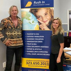 Rush In Documentation Center Encino - Matthias Hues, Hollywood actor and loyal client of Rush In and Svetlana Goncharenko Rush In West Hollwyood Branch Manager