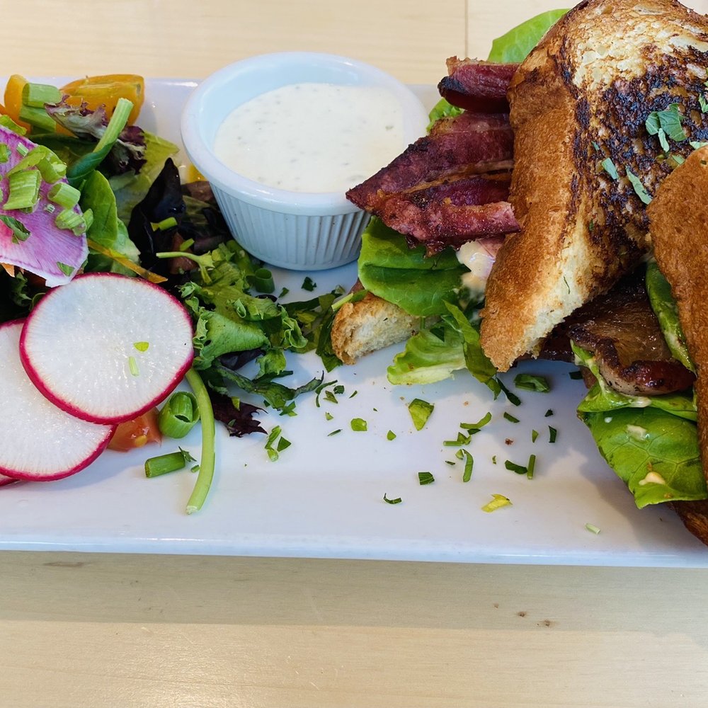 Blue Heron Restaurant - Ojo BLT Sandwich with Salad. - New American Near Me - Santa Fe, New Mexico Blue Heron Restaurant - Ojo BLT Sandwich with Salad. - New American Near Me - Santa Fe, New Mexico