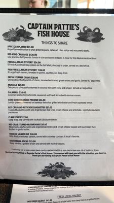 Menu photo 7 Captain Pattie's Fish House Homer, AK
