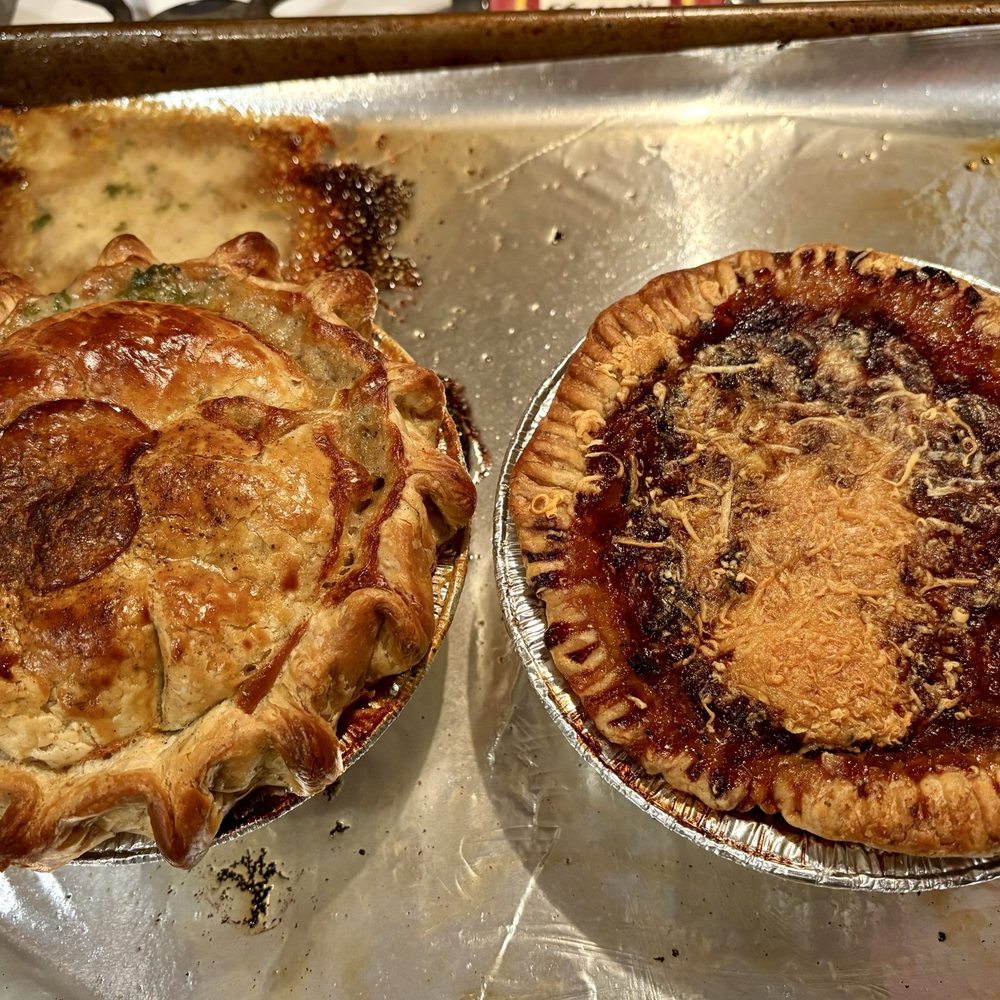 Pickles Pie Shop - Chicken pot pie (left) and Humble (French onion soup) pie (right) were both excellent. - Bakeries Near Me - Big Bear City, California Pickles Pie Shop - Chicken pot pie (left) and Humble (French onion soup) pie (right) were both excellent. - Bakeries Near Me - Big Bear City, California