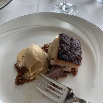 Restaurant Beck - Pork belly with ice cream as an entree. Delicious! - New American Near Me - Depoe Bay, Oregon Restaurant Beck - Pork belly with ice cream as an entree. Delicious! - New American Near Me - Depoe Bay, Oregon