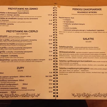 Witkiewiczówka - Menu - Polish Near Me - Zakopane, Massachusetts
