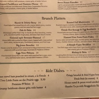 Big Jones - Brunch menu bottom half - Southern Near Me - Chicago, Illinois