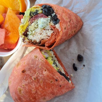 Janet's Cafe and Deli - Turkey Cobb salad turned into a wrap - New American Near Me - Santee, California Janet's Cafe and Deli - Turkey Cobb salad turned into a wrap - New American Near Me - Santee, California