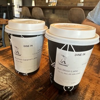 Alchemist Coffee Roasting Co - Sun Moon Latte and Bourbon Carmel Latte - Coffee & Tea Near Me - Boise, Idaho