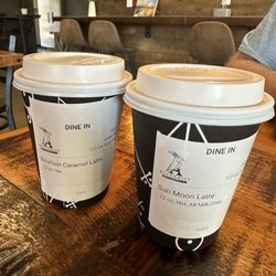 Alchemist Coffee Roasting Co - Sun Moon Latte and Bourbon Carmel Latte