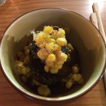 Village Sake - tempura corn on grilled shitakes with ginger-soy - Japanese Near Me - Fairfax, California Village Sake - tempura corn on grilled shitakes with ginger-soy - Japanese Near Me - Fairfax, California