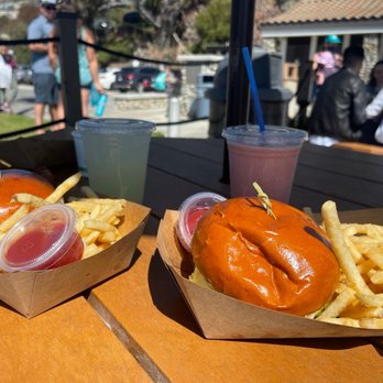 Lost Pier Cafe - Burgers with fries, lemonade, strawberry-banana milkshake (so good, we were gonna share 1 but got 2) - Cafes Near Me - Laguna Beach, California Lost Pier Cafe - Burgers with fries, lemonade, strawberry-banana milkshake (so good, we were gonna share 1 but got 2) - Cafes Near Me - Laguna Beach, California