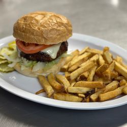 Race Street Bar & Grill - Giant Cheeseburger (8 ounces of Angus beef), served with fresh-cut fries.