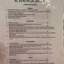 El Rincón De Jorgito - Menu page 1