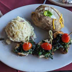 Red Flame Steak & Grill - Medallions Kawi with mash potatoes and a loaded baked potato