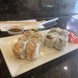 Spicy Tuna Roll; Salmon skin roll. Spicy Tuna Roll; Salmon skin roll.