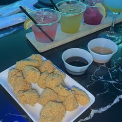 Konami Bar & Grill - Salmon bites appetizer with bourbon glaze and chipotle aioli