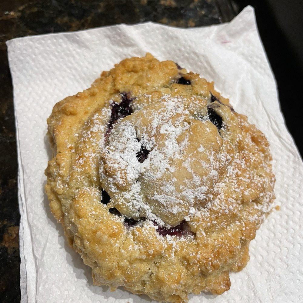 Amazing , warm, blueberry filled scone! Amazing , warm, blueberry filled scone!