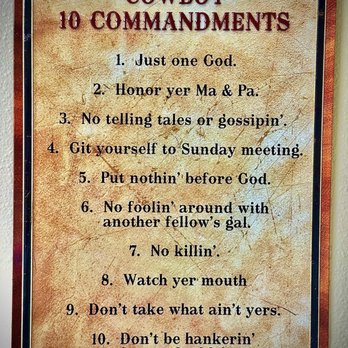 Jus' Jo's - Cowboy Commandments. Abide or be jailed! - Breakfast & Brunch Near Me - Clovis, California Jus' Jo's - Cowboy Commandments. Abide or be jailed! - Breakfast & Brunch Near Me - Clovis, California