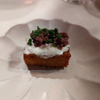 Rue Saint Marc - This is the potato puff (kinda like a fancy tater tot) that they have always brought out as their Amuse Boucher. They need to change it up. - French Near Me - Jacksonville, Florida Rue Saint Marc - This is the potato puff (kinda like a fancy tater tot) that they have always brought out as their Amuse Boucher. They need to change it up. - French Near Me - Jacksonville, Florida