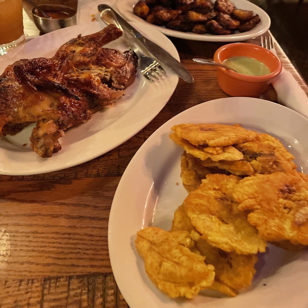 Maduros, Green Plantains, Rotisserie chicken Maduros, Green Plantains, Rotisserie chicken