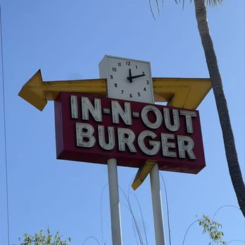 The Original In-N-Out Burger Museum - Sign with Clock - Landmarks & Historical Buildings Near Me - Baldwin Park, California