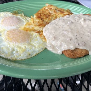 Janet's Cafe - Country fried steak with eggs over medium. So so good! - Breakfast & Brunch Near Me - El Cajon, California Janet's Cafe - Country fried steak with eggs over medium. So so good! - Breakfast & Brunch Near Me - El Cajon, California