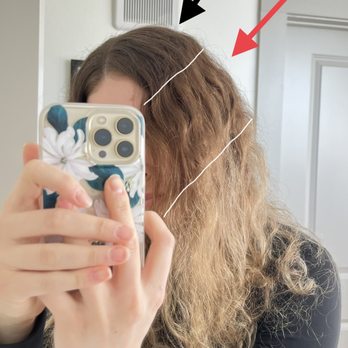 Balayage By Linet - Black arrow= natural roots growing in. Red arrow= redness/root smudge that was done 7mo. ago that has permanently damaged by hair. - Hair Stylists Near Me - Glendale, California Balayage By Linet - Black arrow= natural roots growing in. Red arrow= redness/root smudge that was done 7mo. ago that has permanently damaged by hair. - Hair Stylists Near Me - Glendale, California