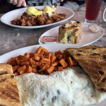 Stars On Hingham Harbor - Turkey Egg Whites with Sweet Potatoes and Cinnamon Raisin Toast. Irish Benny in the background and a side of the special Blueberry Cornbread - Seafood Near Me - Hingham, Massachusetts Stars On Hingham Harbor - Turkey Egg Whites with Sweet Potatoes and Cinnamon Raisin Toast. Irish Benny in the background and a side of the special Blueberry Cornbread - Seafood Near Me - Hingham, Massachusetts