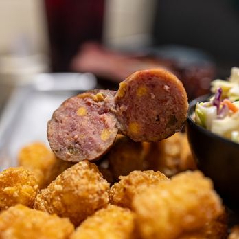 Empire Armadillo BBQ & Deli - Jalapeño-Cheese Sausage cross-section - Barbeque Near Me - Sunnyvale, California Empire Armadillo BBQ & Deli - Jalapeño-Cheese Sausage cross-section - Barbeque Near Me - Sunnyvale, California