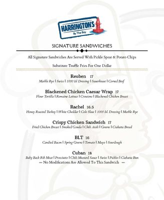 Menu photo 4 Harrington's By the Bay Traverse City, MI