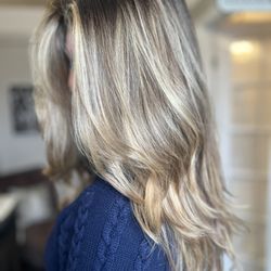 Sara Sharlow Hair - Brunette w/Blended grey and lived in highlights