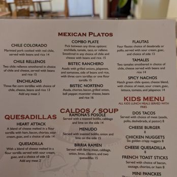 Ramona’s Mexican Cafe - Menu 3 Nov 2025 - Mexican Near Me - Albuquerque, New Mexico
