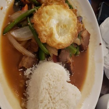 Blooming Thai - Crispy pork & rice dish - Thai Near Me - Bloomington, Indiana