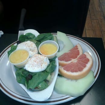 Egg Works - Veggie Egg Delight (kind of like eggs benedict w/o the english muffin) hollandaise on the side - Breakfast & Brunch Near Me - Las Vegas, Nevada