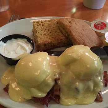 Jam Cafe - Polish Benny with Corn Bread. - Breakfast & Brunch Near Me - Victoria, British Columbia