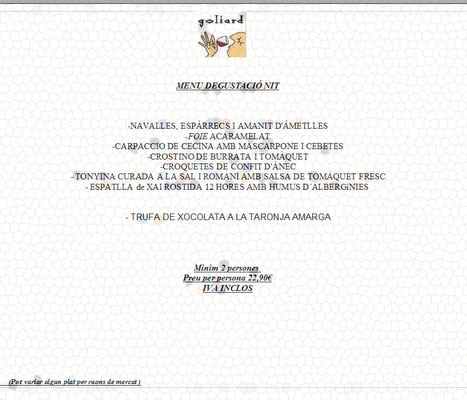 Menu photo 2 Goliard Barcelona, B