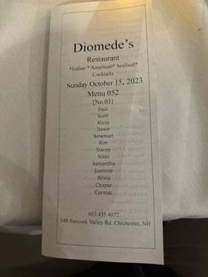 Menu photo 3 Diomede's Restaurant Chichester, NH Menu photo 3 Diomede's Restaurant Chichester, NH