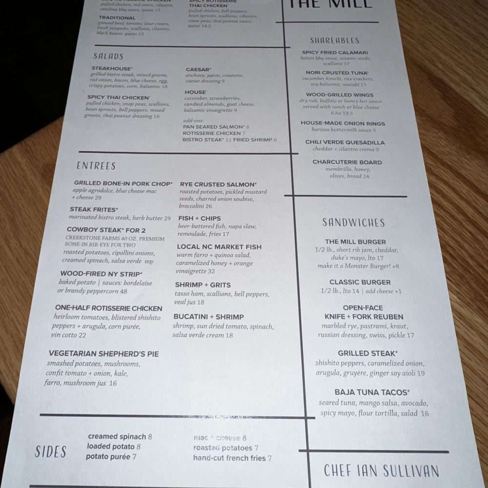 The Mill - Food menu - Steakhouses Near Me - Raleigh, North Carolina The Mill - Food menu - Steakhouses Near Me - Raleigh, North Carolina