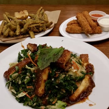 Veggie Grill by Next Level - Bahn mi salad with steak, chill out chicken wings and tempura green beans - Vegan Near Me - Seattle, Washington Veggie Grill by Next Level - Bahn mi salad with steak, chill out chicken wings and tempura green beans - Vegan Near Me - Seattle, Washington