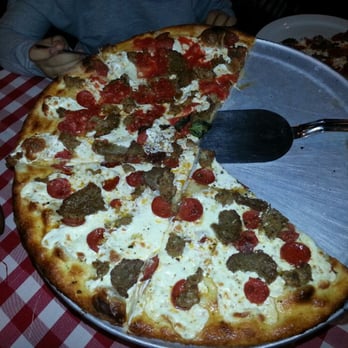 Grimaldi's Pizzeria - Half white, half regular pizza with pepperoni, sausage, and meatball. - Pizza Near Me - Allen, Texas Grimaldi's Pizzeria - Half white, half regular pizza with pepperoni, sausage, and meatball. - Pizza Near Me - Allen, Texas