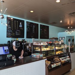 Front counter with display for sandwiches and pastry treats