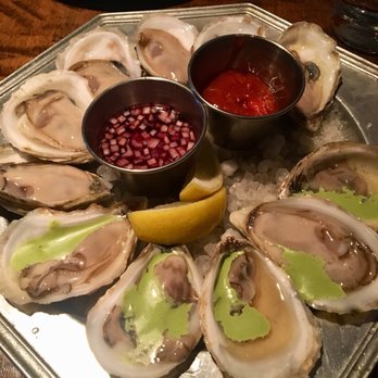 Nobie's - Prince Edward Island Oysters, some with cilantro emulsion - New American Near Me - Houston, Texas