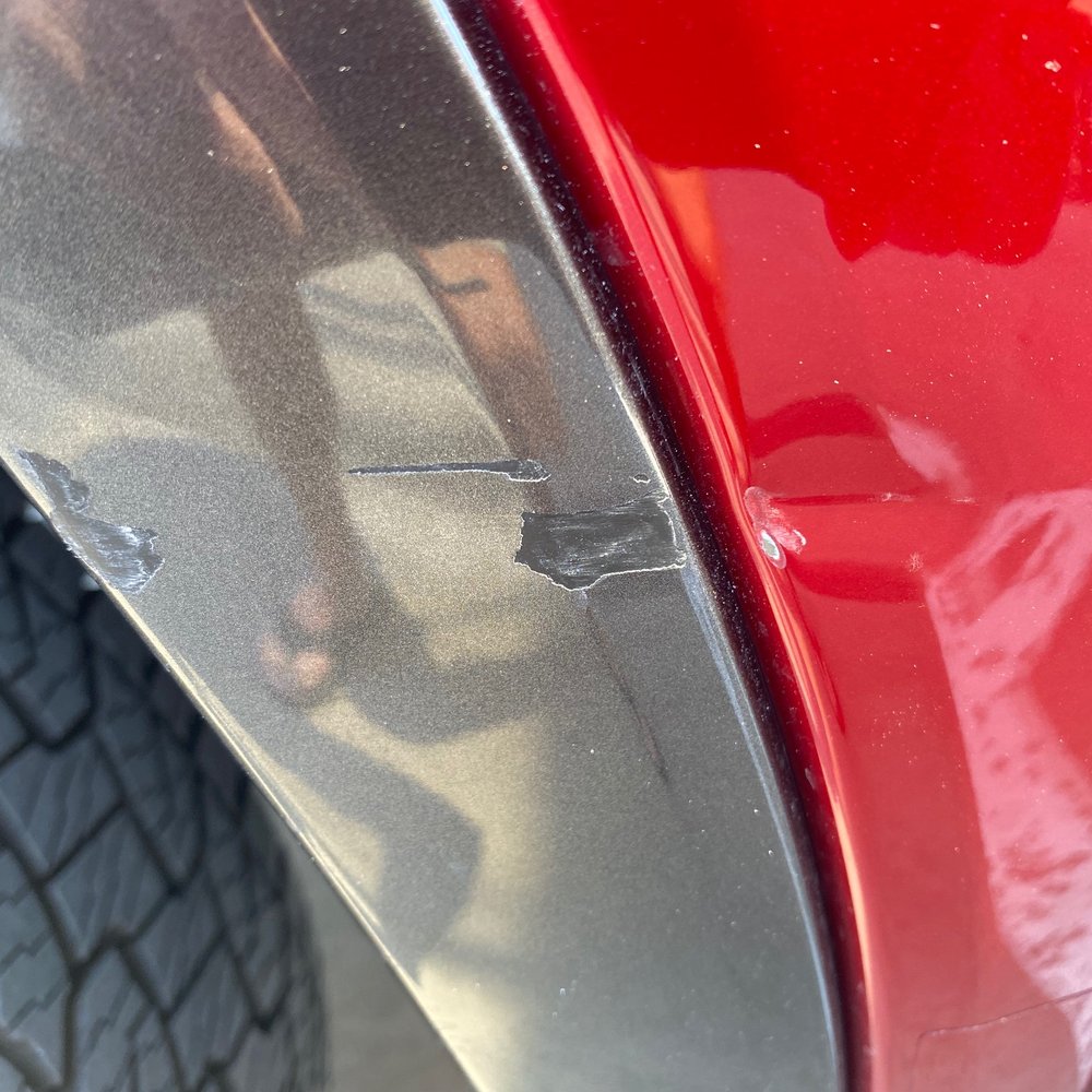 This is what my sons truck looked like after it was repaired by Caliber Collision.  Think about that for a second.