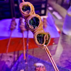 Tofu Skin with Onion Skewer 乾豆腐卷 (1)