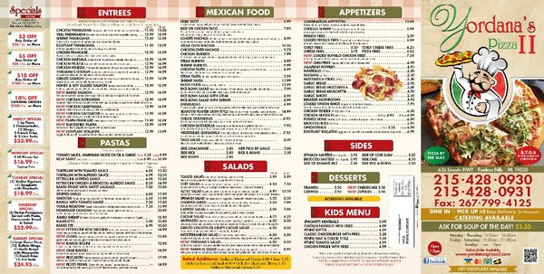 Menu photo 1 Yordana's Pizza II Fairless Hills, PA Menu photo 1 Yordana's Pizza II Fairless Hills, PA