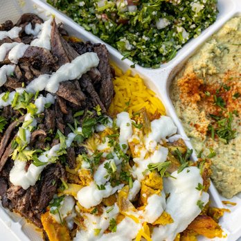 Shawarma Guys - Beef & Chicken Shawarma Plate ($16) comes w/ yellow rice, hummus, tabouli and pita bread - Food Trucks Near Me - San Diego, California Shawarma Guys - Beef & Chicken Shawarma Plate ($16) comes w/ yellow rice, hummus, tabouli and pita bread - Food Trucks Near Me - San Diego, California