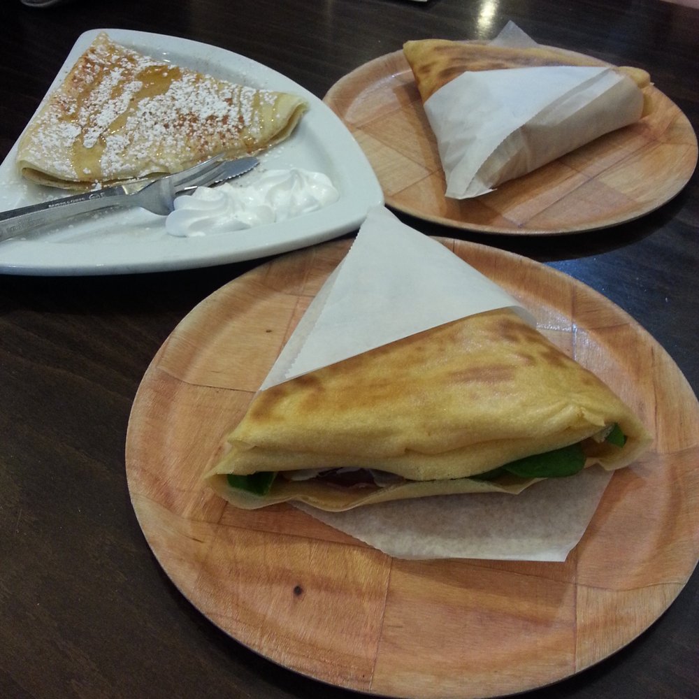 Twisted Crepe - Crepes galore! Larry on the Go in front, back left is a cinnamon banana crepe, and the back right is the Levi's Country Club. - Creperies Near Me - Asheville, North Carolina Twisted Crepe - Crepes galore! Larry on the Go in front, back left is a cinnamon banana crepe, and the back right is the Levi's Country Club. - Creperies Near Me - Asheville, North Carolina