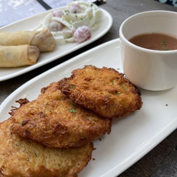 Der Biergarten - Potato Pancakes with apple butter - German Near Me - Atlanta, Georgia